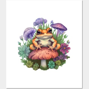 Cute Cottagecore Aesthetic Frog Mushroom Posters and Art